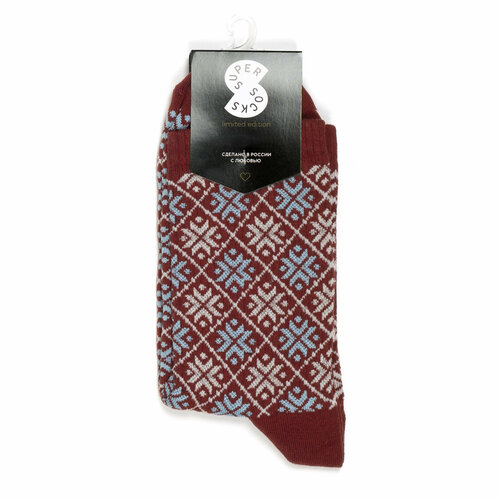 Носки Super socks Новогодние носочки, размер 40-45, белый, красный, голубой