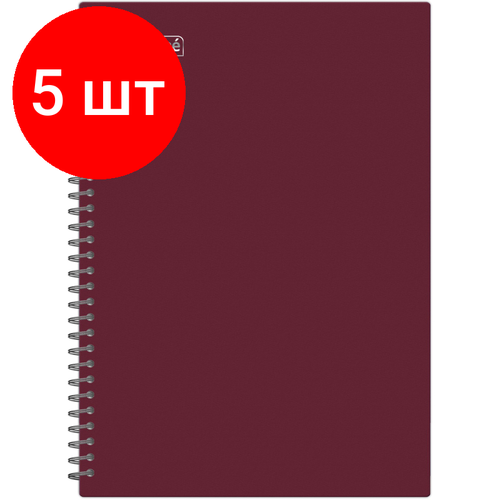 Комплект 5 штук, Бизнес-тетрадь А4 96л пластик бордов с тиснением Attache гребень клетка бизнес тетрадь а4 96л пластик бордов с тиснением attache гребень клетка 1775687