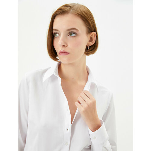 фото Рубашка koton, размер 48, белый, бежевый