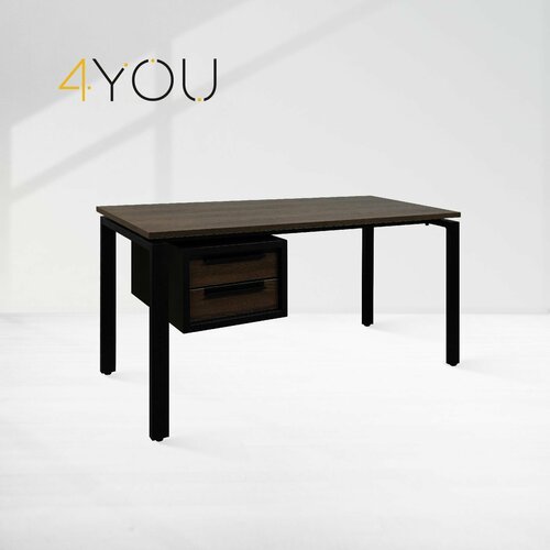 4 YOU Стол рабочий 150х60х85 см в стиле лофт металлический, с двумя ящиками