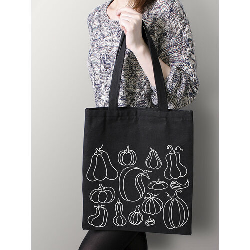 фото Сумка шоппер just4you, фактура матовая, плетеная, черный, белый