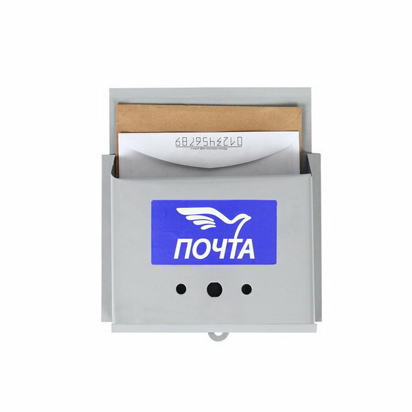 Ящик почтовый без замка (с петлёй), горизонтальный "Письмо", серый - фотография № 1