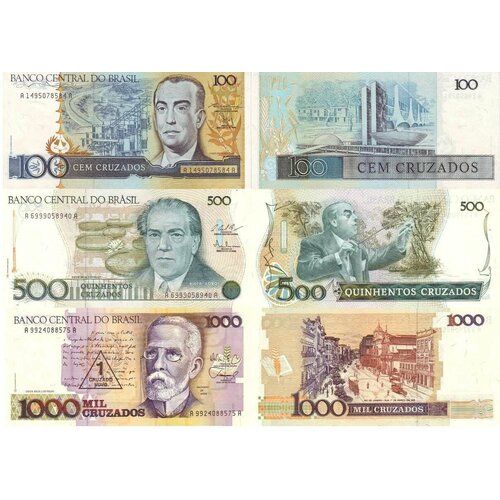 Комплект банкнот Бразилии, состояние UNC (без обращения), 1987-1988 г. в. набор банкнот вьетнама состояние unc без обращения 1987 1988 г в