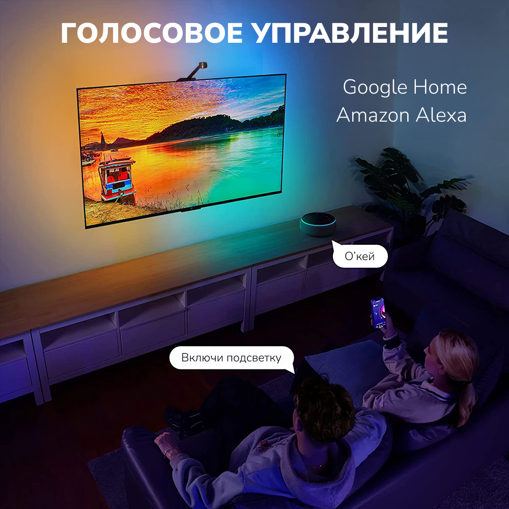 Светодиодная подсветка RGB для монитора 55", 3.8 м, Wi-Fi контроль - фотография № 3