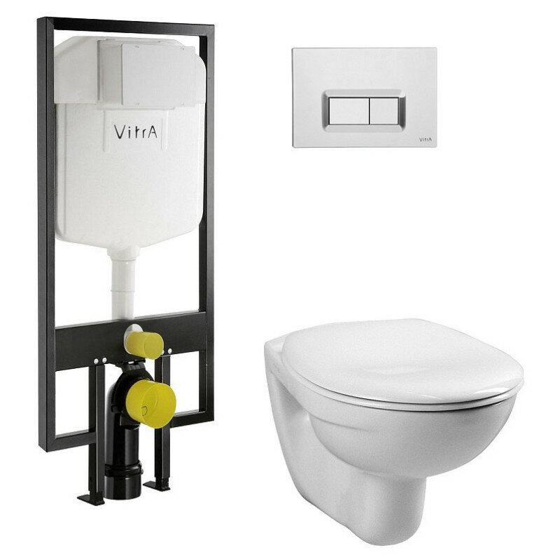 Комплект унитаз с инсталляцией VitrA Normus 9773B003-7200 с сиденьем Микролифт и клавишей смыва хром