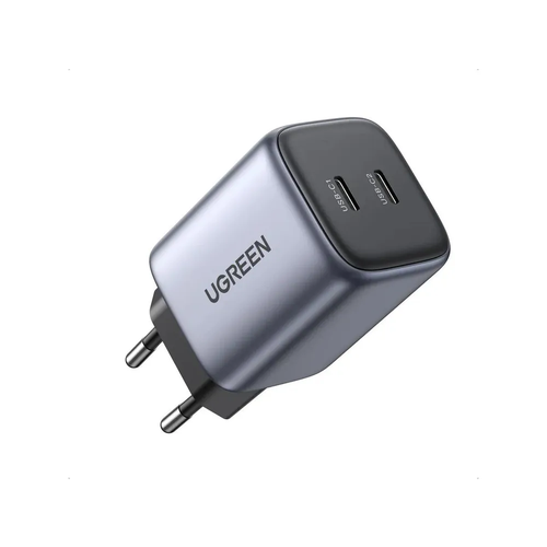 Сетевое зарядное устройство Ugreen CD 294 USB-C+USB-C PD GaN Fast Charger 45W, цвет серый (90573) зарядное устройство для samsung super fast usb c 2 0 45w с кабелем блок питания для телефона быстрая зарядка сетевой адаптер