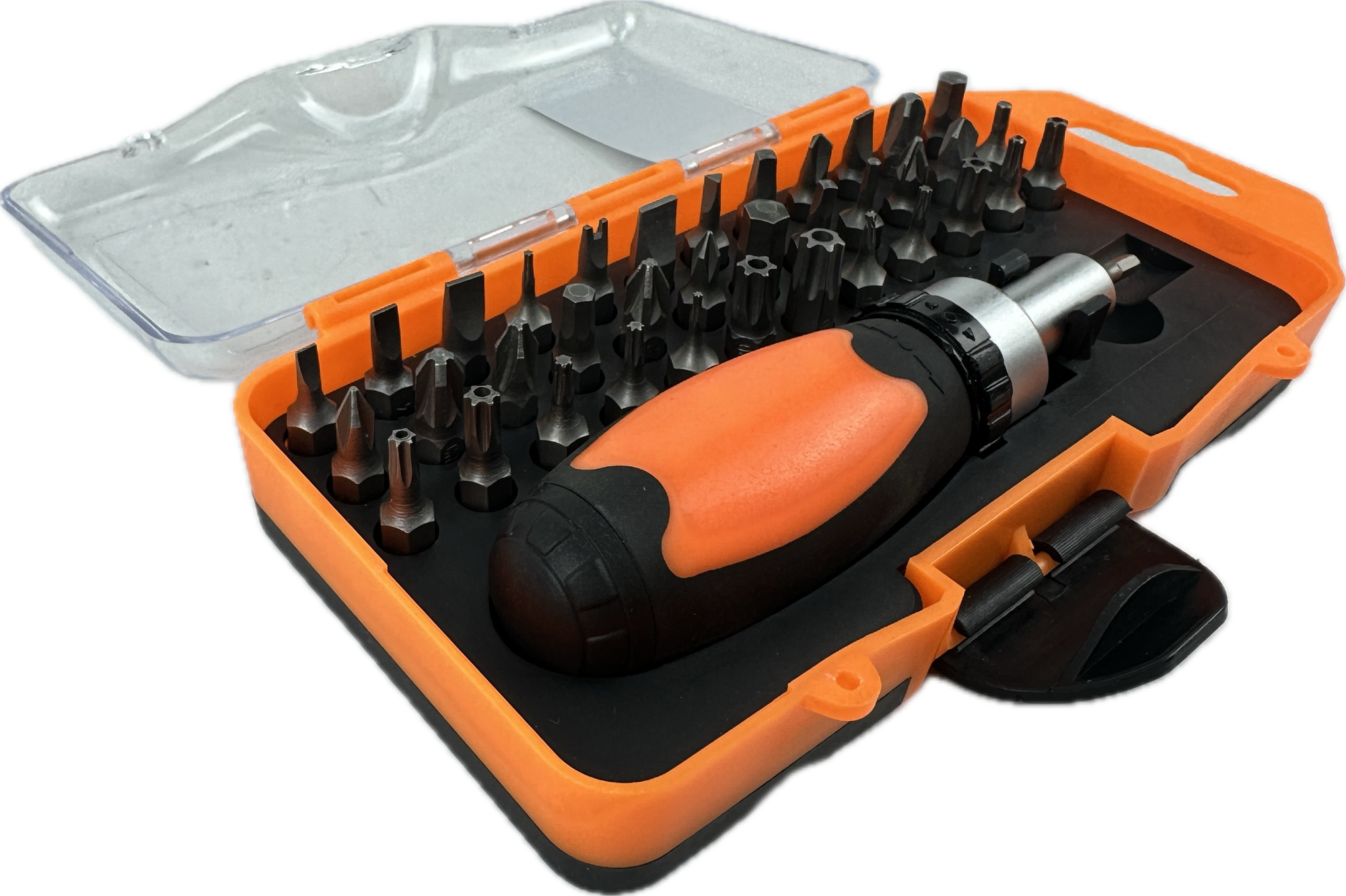 фото Отвёртка со сменными битами, реверсом и трещеткой 38 предметов