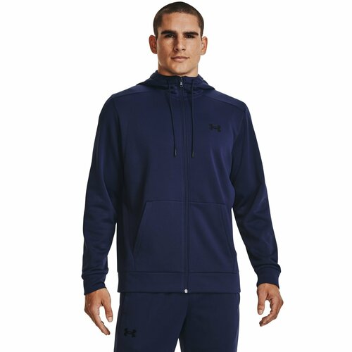 Толстовка спортивная Under Armour, размер XS, синий, черный толстовка under armour ua rush fleece fz hoodie sm мужчины