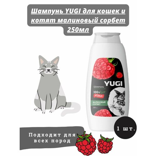 Шампунь YUGI для кошек и котят малиновый сорбет 250мл шампунь для кошек vetзабота манговый сорбет 250мл