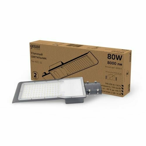   Gauss Avenue 80W 8000lm 3000K 190-250V IP65 420*160*57    LED 1/10