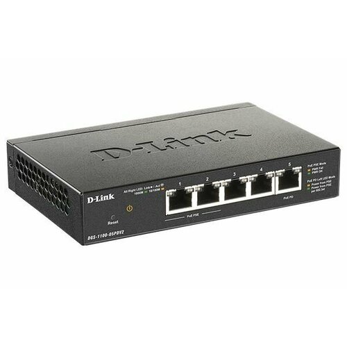 Коммутатор D-LINK DGS-1100-05PDV2/A1A коммутатор d link dgs 1100 24pv2 a1a 24g 12poe 100w dgs 1100 24pv2 a1a