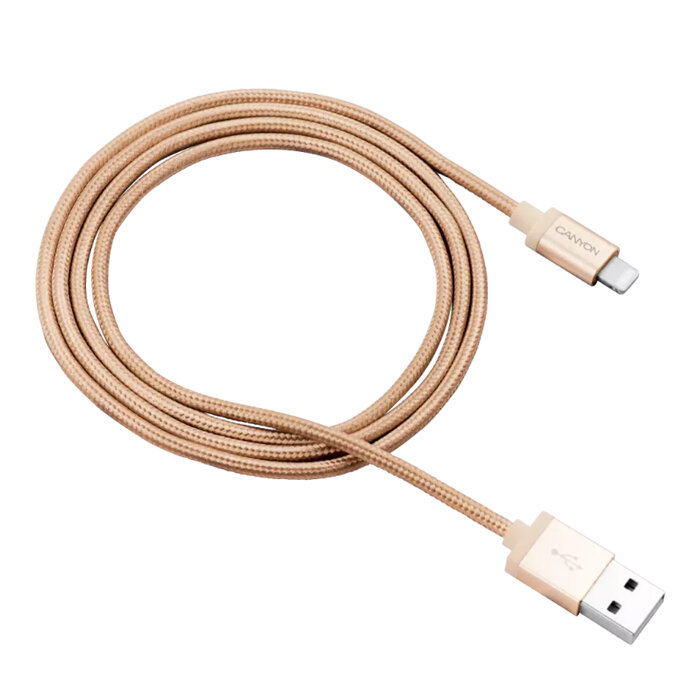 Canyon Кабель CANYON CNS-MFIC3GO USB - lightning (MFI), 1м, золотой (лицензия Apple)