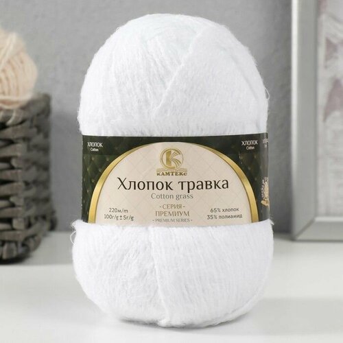 Пряжа Хлопок травка 65 хлопок 35 полиамид 220 м100гр 205 белый 945₽