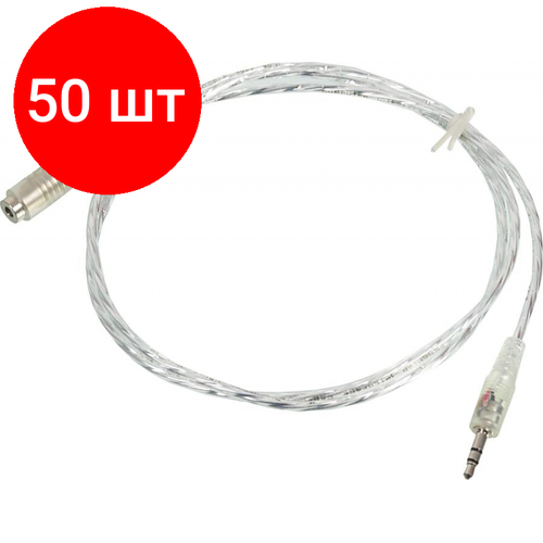 Комплект 50 штук, Кабель Jack 3.5 - Jack 3.5 угл, M/F, 1 м, Buro, прозр, CAB025-1M аудиокабель buro jack 3 5 m jack 3 5 f cab025 1m