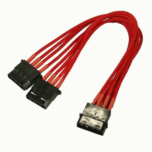 кабель nanoxia nxs6g3b Разветвитель Nanoxia NX4PY2ER 4-pin MOLEX в 2 х 4-pin MOLEX, 20 см, индивидуальная оплетка, красный