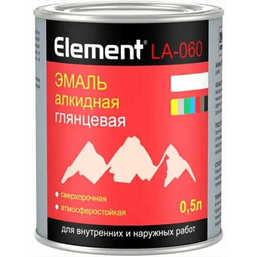 Эмаль алкидная глянцевая сверхпрочная атмосферостойкая Alpa Element LA 060 500 мл красная