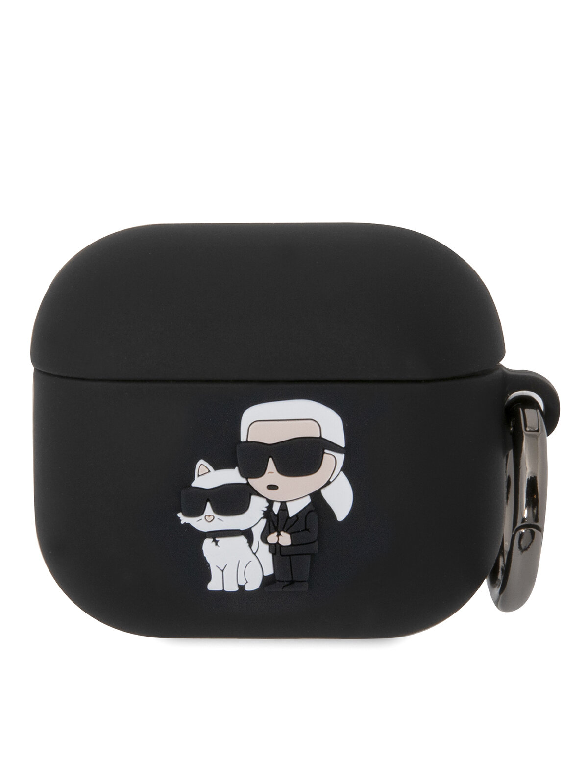 Lagerfeld для Airpods 3 чехол Silicone case with ring NFT Karl & Choupette Black