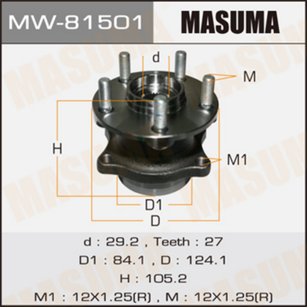 MASUMA MW-81501 (28473FG000 / 28473SC000) ступица колеса с интегрированным подшипником