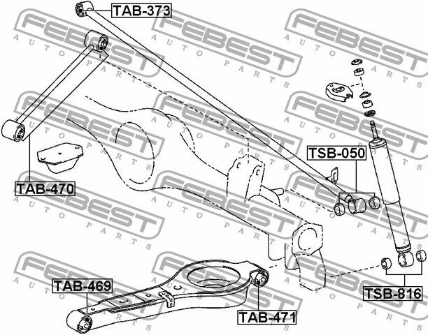 Сайлентблок заднего рычага TOYOTA FORTUNER LAN50 06, TAB469 FEBEST TAB-469