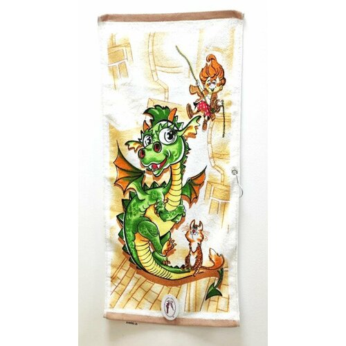 Полотенце детское махровое с символом 2024 года, 35х70 см, с карабином, желтое желтый