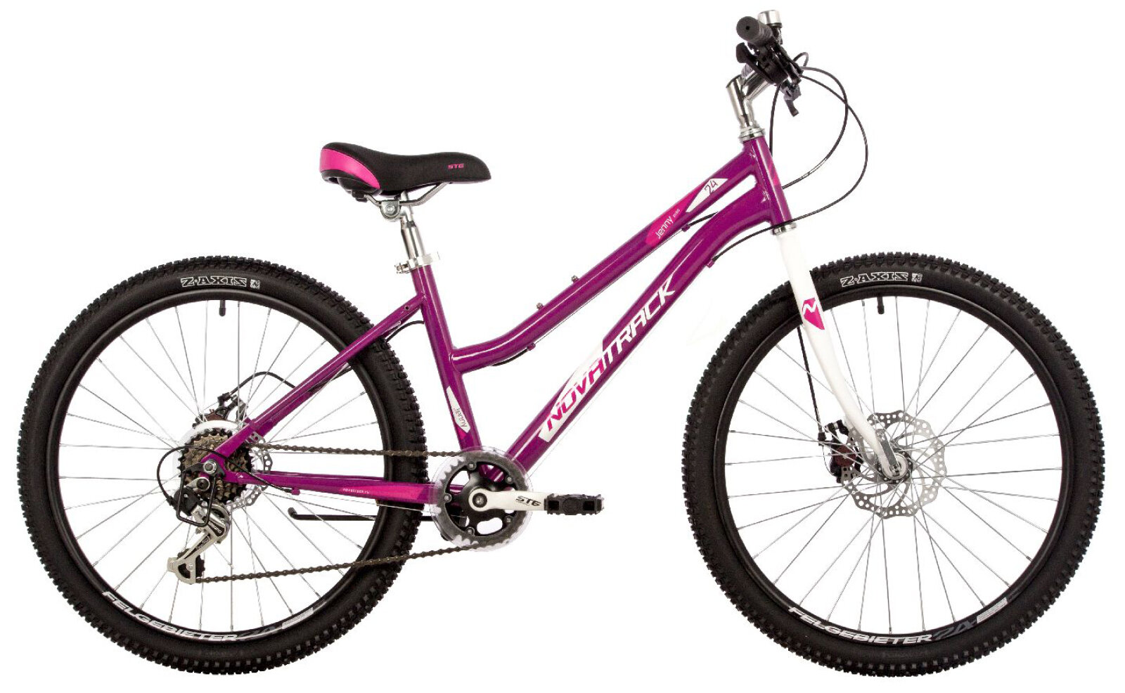 фото Подростковый велосипед Novatrack Jenny Disc 24" (2023) 14" Фиолетовый (135-155 см)
