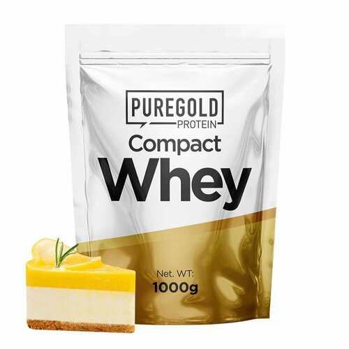 Сывороточный протеин с аминокислотами Pure Gold Compact Whey Protein, 1000г (Лимонный чизкейк) / для набора мышечной массы и похудения