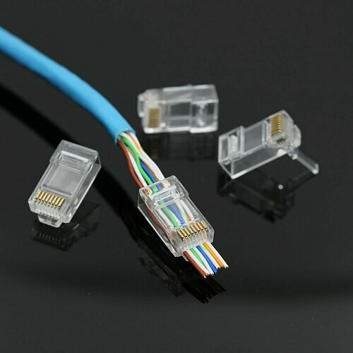 сетевой коннектор cablexpert lc 8p8c 001 Вилка RJ-45 (8P8C) LC-PTU-01/10 универсальная. кат. 5e. 6 микрон со сквозным отверстием (10 шт.)