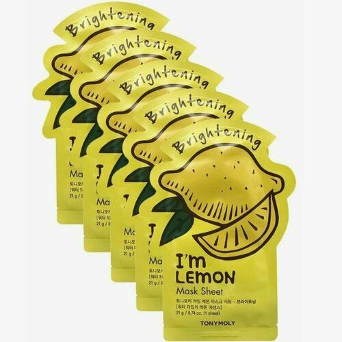 TONYMOLY Тканевая маска для лица с экстрактом лимона Im LEMON Mask Sheet Brightening, 5 шт