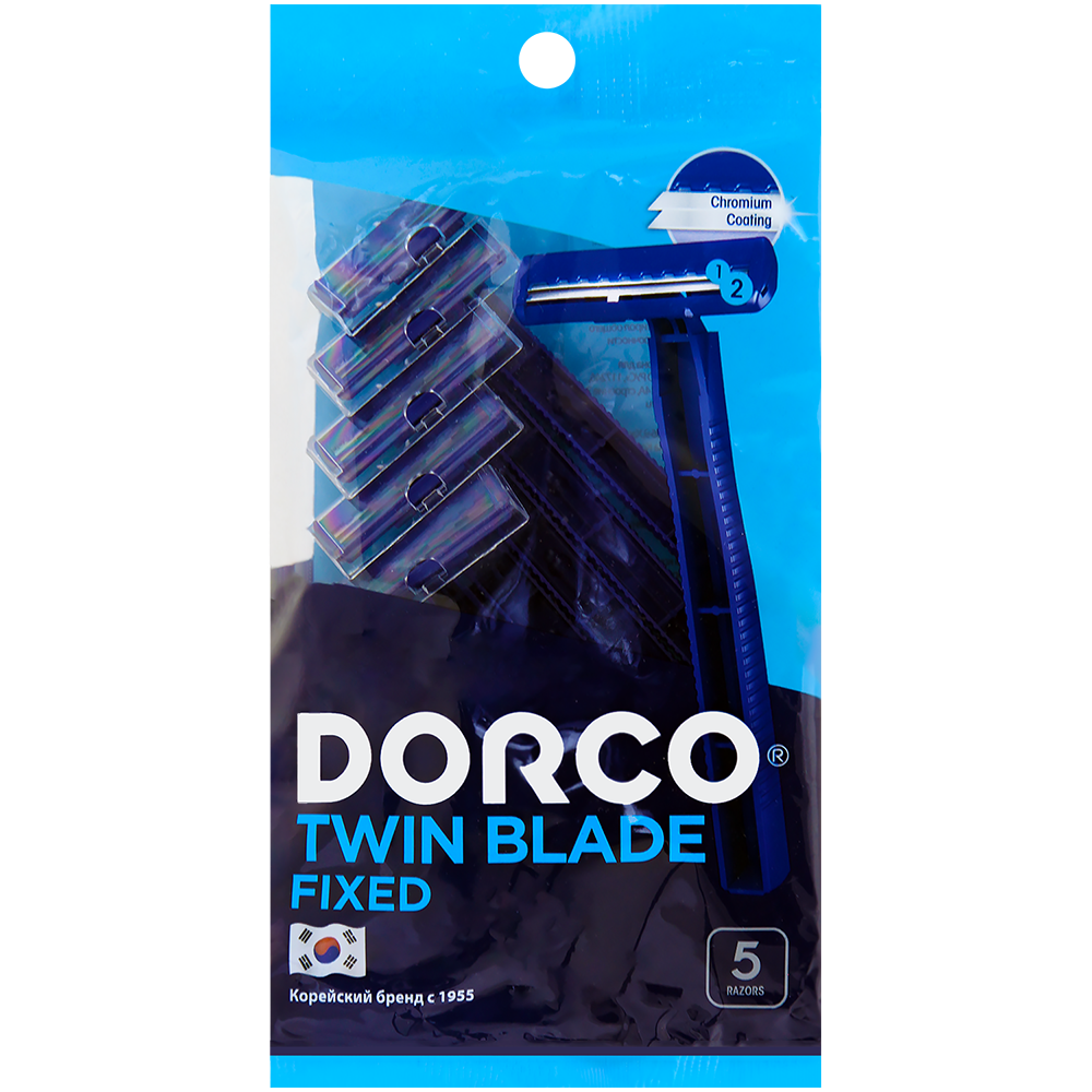Бритва DORCO, TWIN BLADE FIXED TD708DB-5P, одноразовая