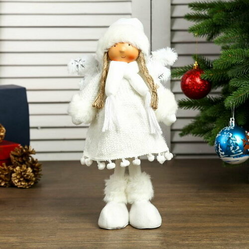 Кукла интерьерная Ангелочек Геля в белом платье 28х8х14 см