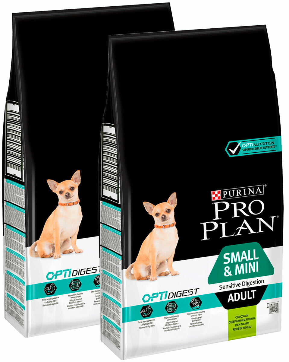 PRO PLAN ADULT DOG OPTIDIGEST SMALL & MINI SENSITIVE DIGESTION для собак маленьких пород с чувствительным пищеварением с ягненком и рисом (7 + 7 кг)