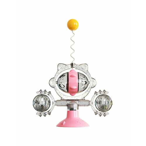 Интерактивная игрушка Мельница на присоске с кошачьей мятой 16*14см розовая резиновая игрушка для собак на присоске с лакомством розовый