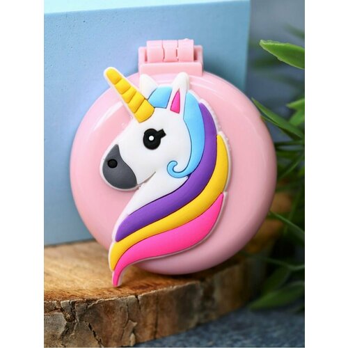 Расческа для волос складная с зеркалом Unicorn head folding pink