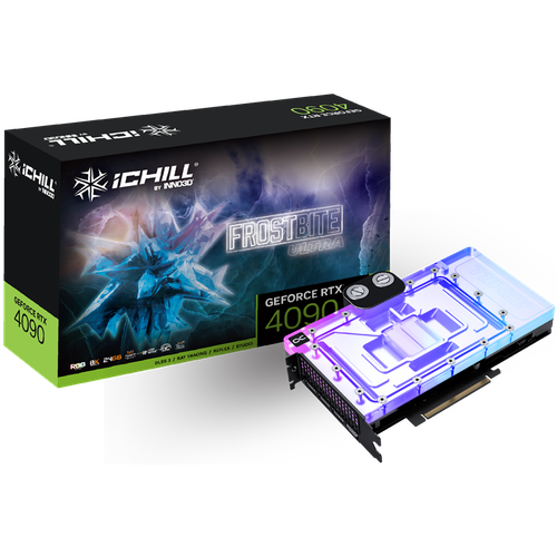 Видеокарта INNO3D RTX 4090 iChill Frostbite UltraRTX4090 HDMI DP3 24G D6X Dual slot C4090-246XX-1833FBU 32501400₽