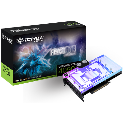 Inno3D Видеокарта INNO3D RTX 4090 iChill Frostbite Ultra//RTX4090, HDMI, DP*3, 24G, D6X (Dual slot)