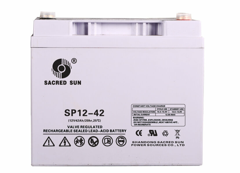 Аккумулятор свинцово-кислотный 12V 42Ah Sacred Sun SP12-42 батарея для ИБП и дома, аварийного питания, систем видео-наблюдения и пожарной сигнализации