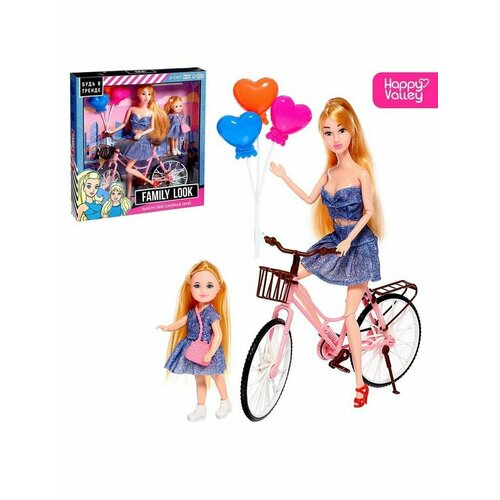 Кукла с дочкой Family Look на велосипеде, джинс