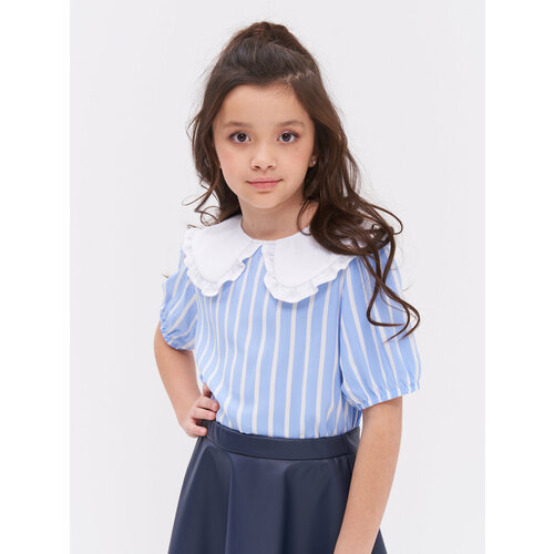 фото Блуза prime baby, размер 122-128, белый/голубой