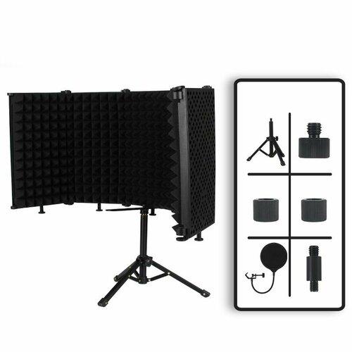 Акустический экран для микрофона c поп-фильтром и подставкой 5 секций 2899₽