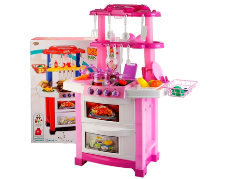 Детская кухня/ «Кухня для Шефа» с аксессуарами, световые и звуковые эффекты, бежит вода из крана, 33 предмета