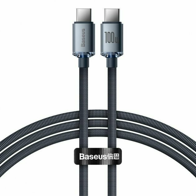 Кабель Baseus CAJY000601 Crystal Shine Series Fast Charging Data Cable Type-C to Type-C 100W 1.2m Black