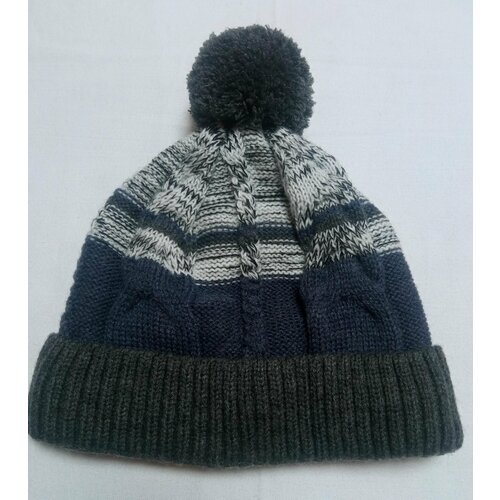 фото Шапка бини , размер 56-58, серый, черный нет бренда