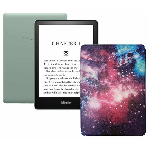 Электронная книга Amazon Kindle PaperWhite 2021 16Gb Ad-Supported Agave Green с обложкой ReaderONE PaperWhite 2021 Space