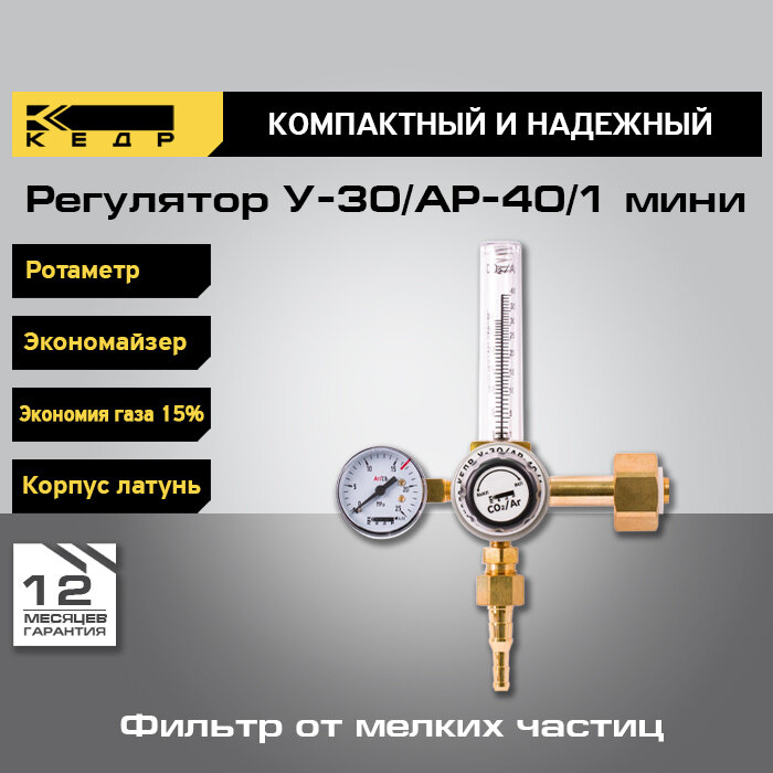 Регулятор расхода кедр У-30/АР-40/1 мини с ротаметром и встроенным экономайзером 8022581