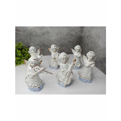 Фарфоровые фигурки Ангелы музыканты, набор 6 шт, 12,5 см