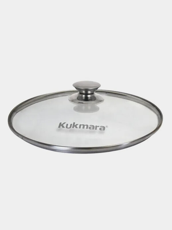 Крышка стеклянная KUKMARA с ободом и ручкой из нержавеющей стали, деколь серая, 240 мм