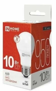 Упаковка ламп INHOME LED-A60-VC, 10Вт, 900lm, 30000ч, 4000К, E27, 10 шт. - фото №2