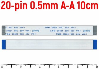 Шлейф FFC 20-pin Шаг 0.5mm Длина 10cm Прямой A-A