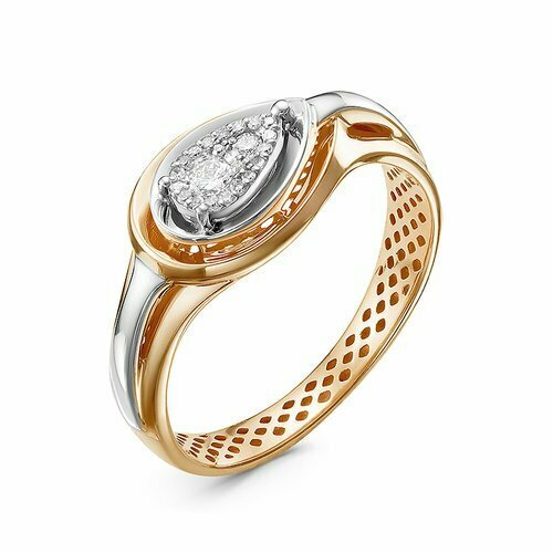Кольцо Del'ta, комбинированное золото, 585 проба, бриллиант, размер 17.5 кольцо с 21 бриллиантом из красного золота