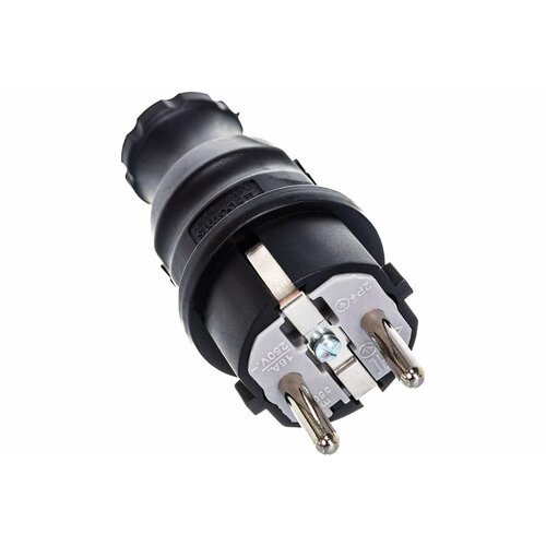 BEMIS Кабельная вилка BEMIS BK1-1402-2011 каучуковая 220В 16А с заземлением IP44, черная 8698523941119
